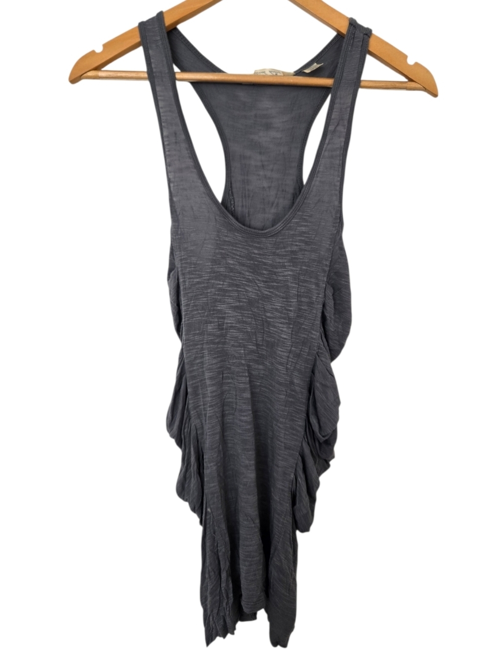 Derek Heart Gray Draped Tank Top Racerback Ruched Tunic Women’s Large